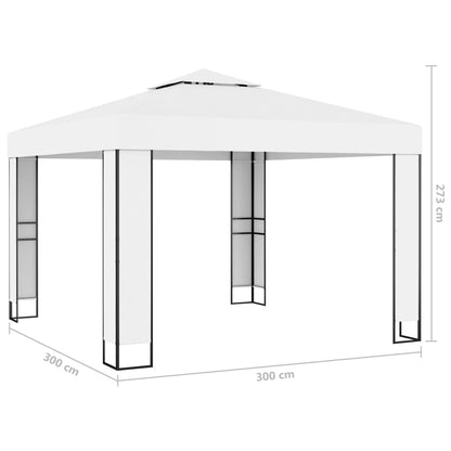 Gazebo con Tetto Doppio e Stringa di Luci LED 3x3 m Bianco - homemem39