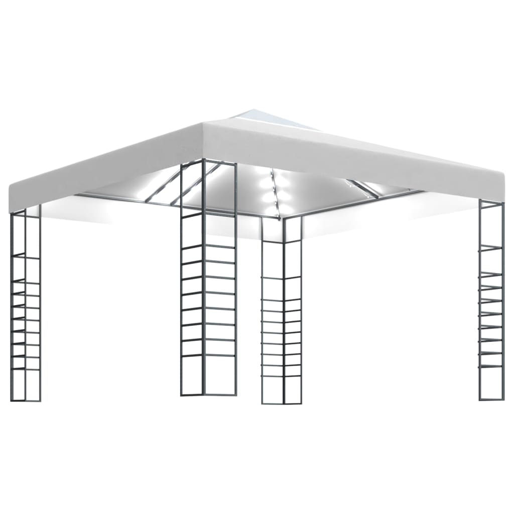 Gazebo da Giardino con Luci a Stringa LED 3x3 m Bianco - homemem39