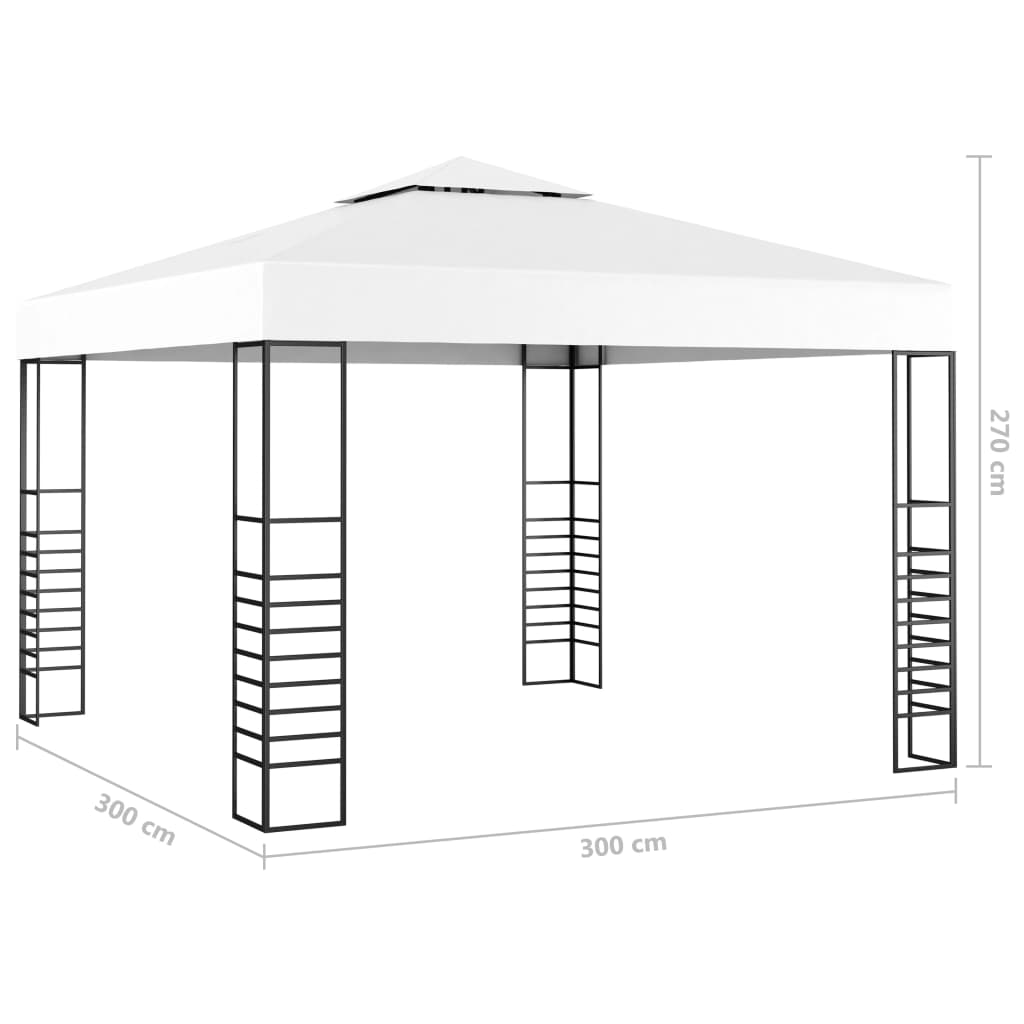 Gazebo da Giardino con Luci a Stringa LED 3x3 m Bianco - homemem39