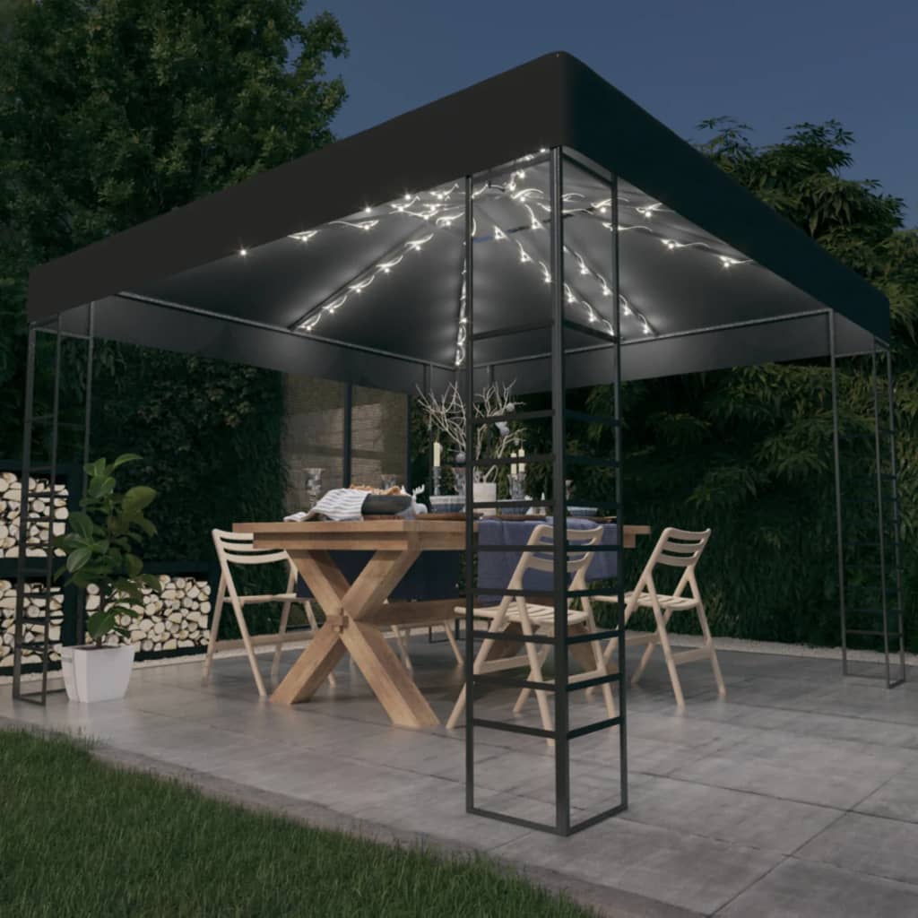 Gazebo da Giardino con Luci LED a Stringa 3x3 m Antracite - homemem39