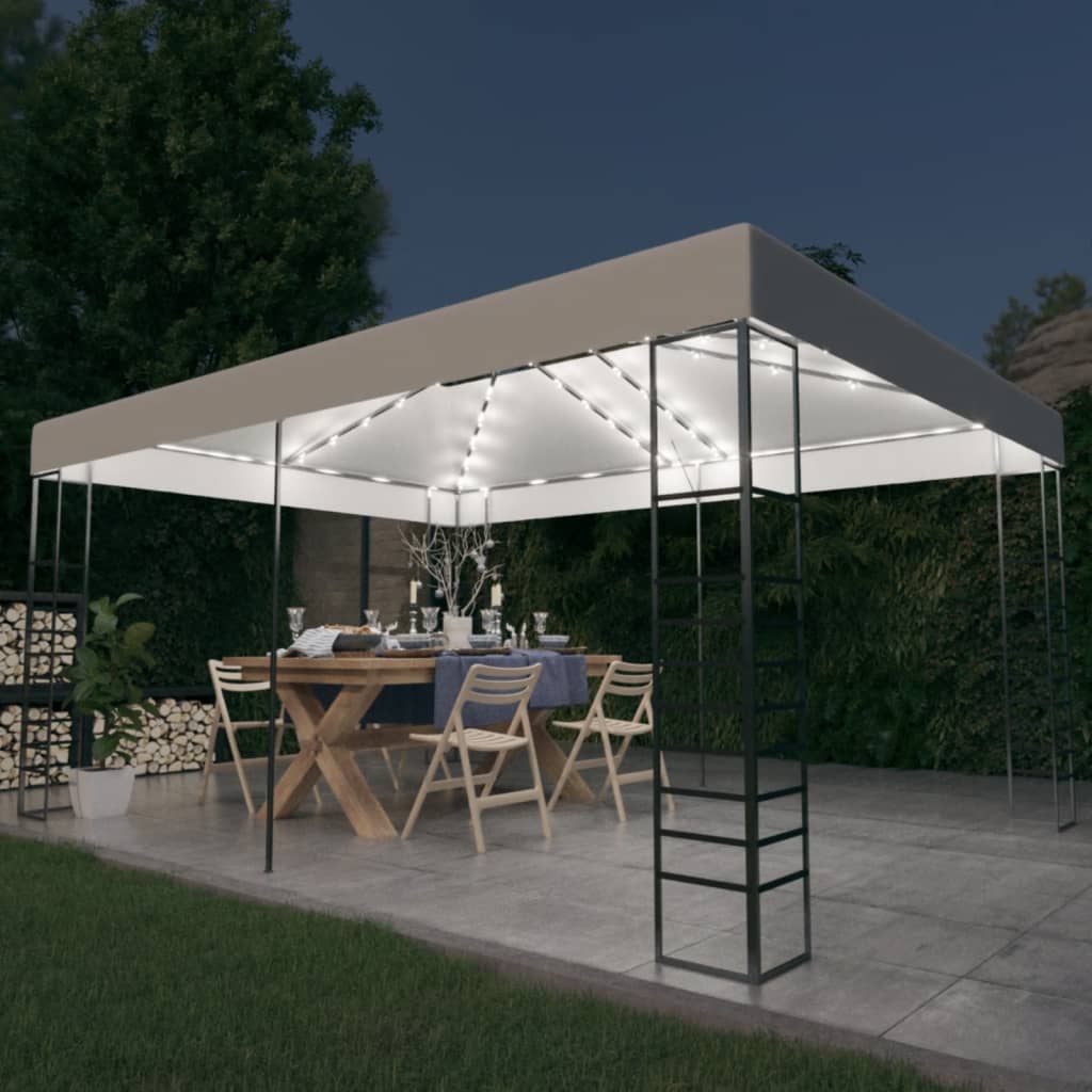 Gazebo con Stringa di Luci LED 4x3x2,7 m Bianco - homemem39