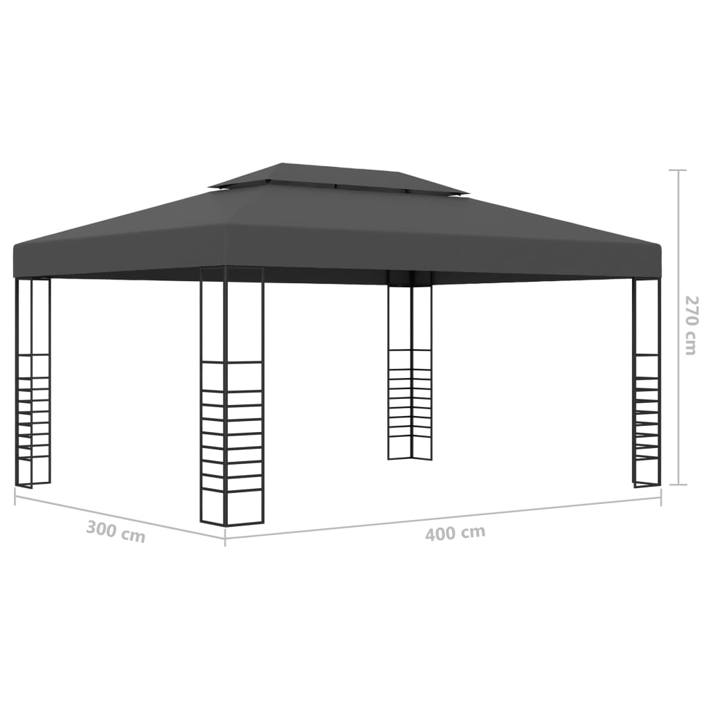 Gazebo con Stringa di Luci LED 3x4 m Antracite - homemem39