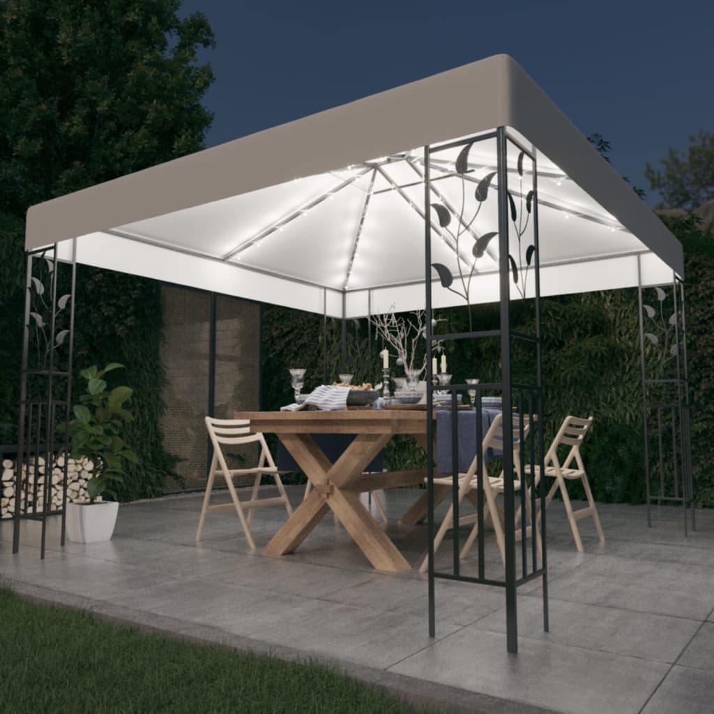 Gazebo con Luci LED a Stringa 3x3 m Bianco - homemem39