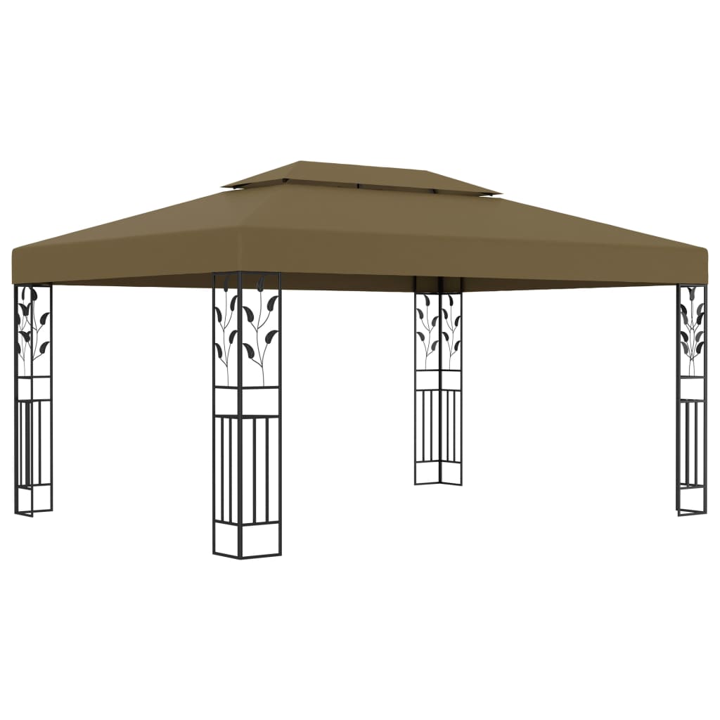 Gazebo con Tetto Doppio e Luci LED 3x4 m Grigio Talpa - homemem39