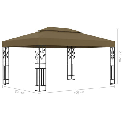 Gazebo con Tetto Doppio e Luci LED 3x4 m Grigio Talpa - homemem39