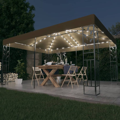 Gazebo con Tetto Doppio e Luci LED 3x4 m Grigio Talpa - homemem39