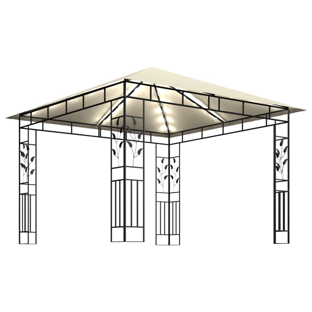 Gazebo con Zanzariera e Luci LED 3x3x2,73 m Crema - homemem39