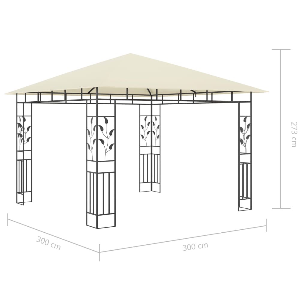 Gazebo con Zanzariera e Luci LED 3x3x2,73 m Crema - homemem39