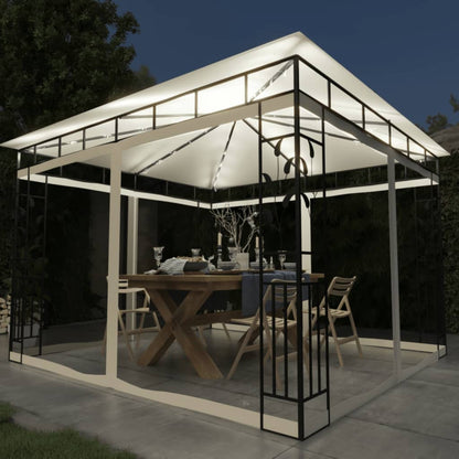 Gazebo con Zanzariera e Luci LED 3x3x2,73 m Crema - homemem39