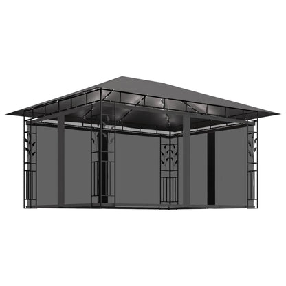 Gazebo con Zanzariera e Luci LED 4x3x2,73 m Antracite - homemem39