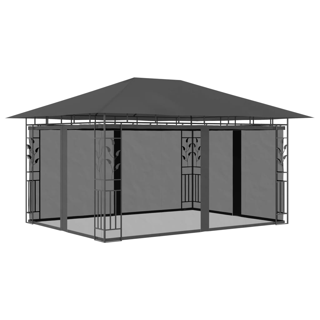 Gazebo con Zanzariera e Luci LED 4x3x2,73 m Antracite - homemem39