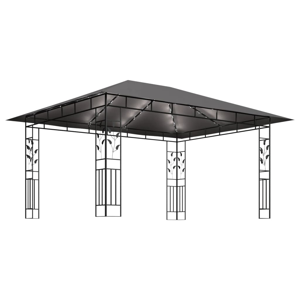 Gazebo con Zanzariera e Luci LED 4x3x2,73 m Antracite - homemem39