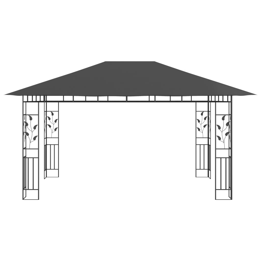 Gazebo con Zanzariera e Luci LED 4x3x2,73 m Antracite - homemem39