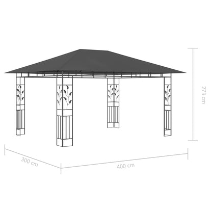 Gazebo con Zanzariera e Luci LED 4x3x2,73 m Antracite - homemem39