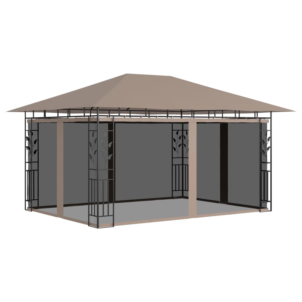 Gazebo con Zanzariera Luci LED 4x3x2,73 m Grigio Talpa - homemem39