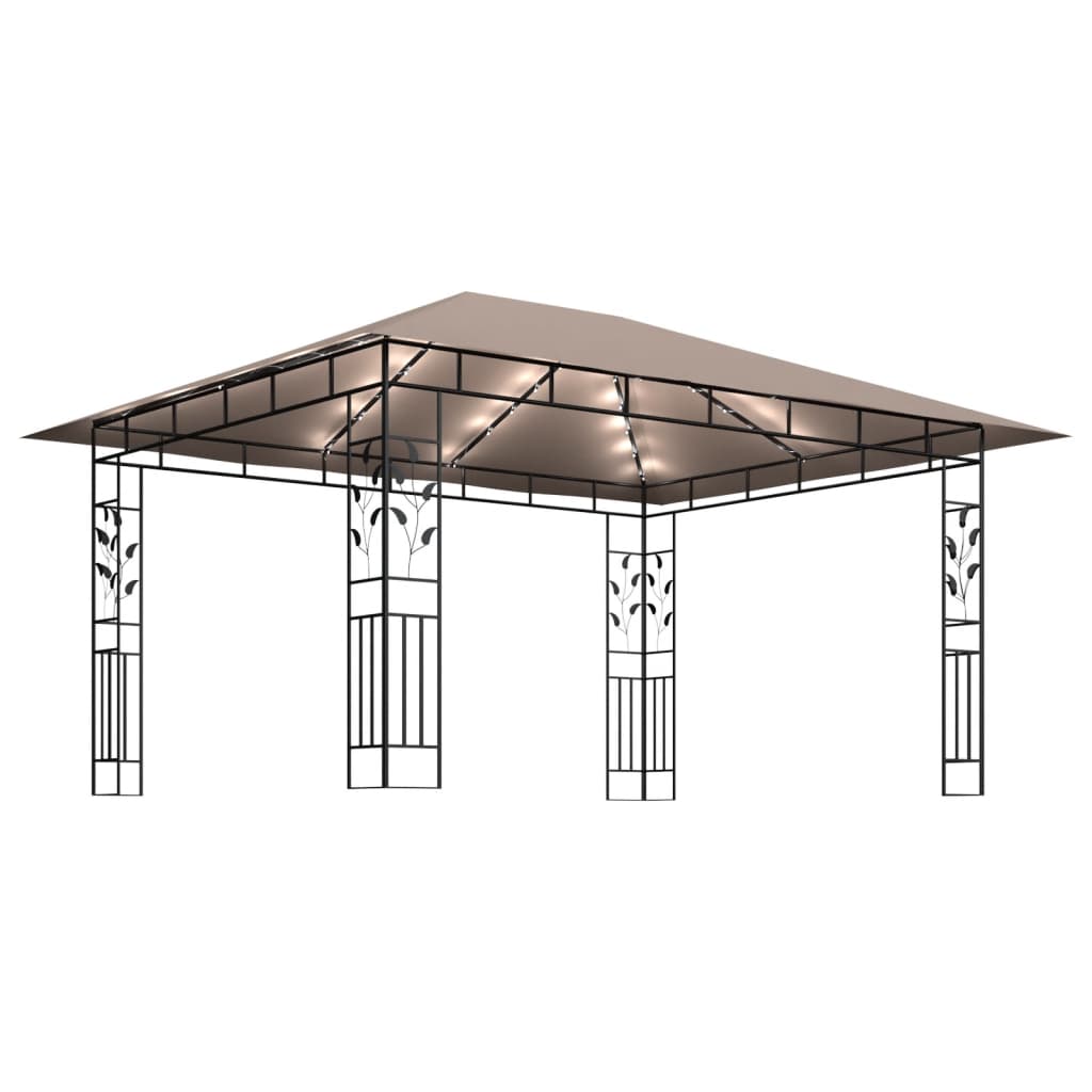 Gazebo con Zanzariera Luci LED 4x3x2,73 m Grigio Talpa - homemem39