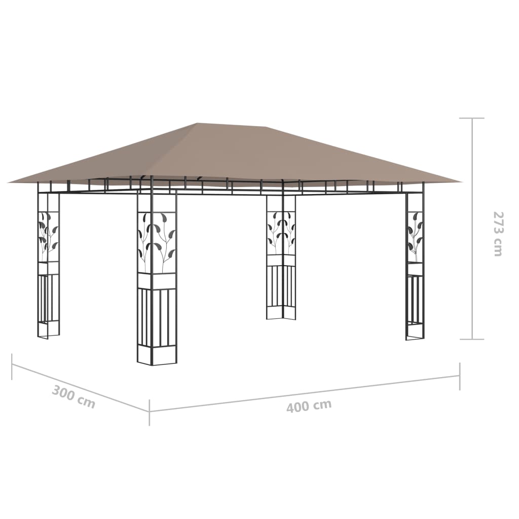 Gazebo con Zanzariera Luci LED 4x3x2,73 m Grigio Talpa - homemem39