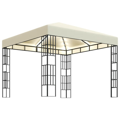 Gazebo con Stringa di Luci LED 3x3 m Crema - homemem39