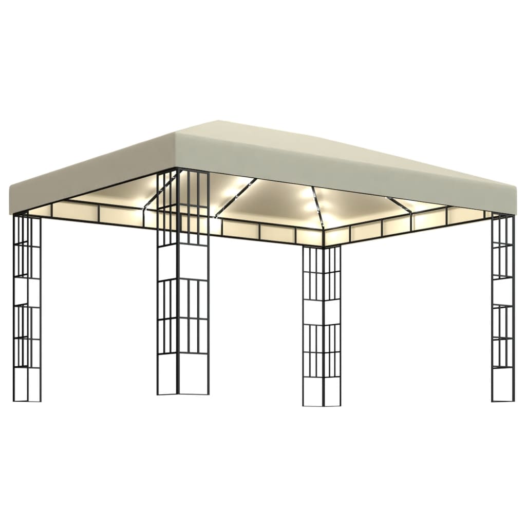 Gazebo con Stringa di Luci LED 3x4 m Crema - homemem39