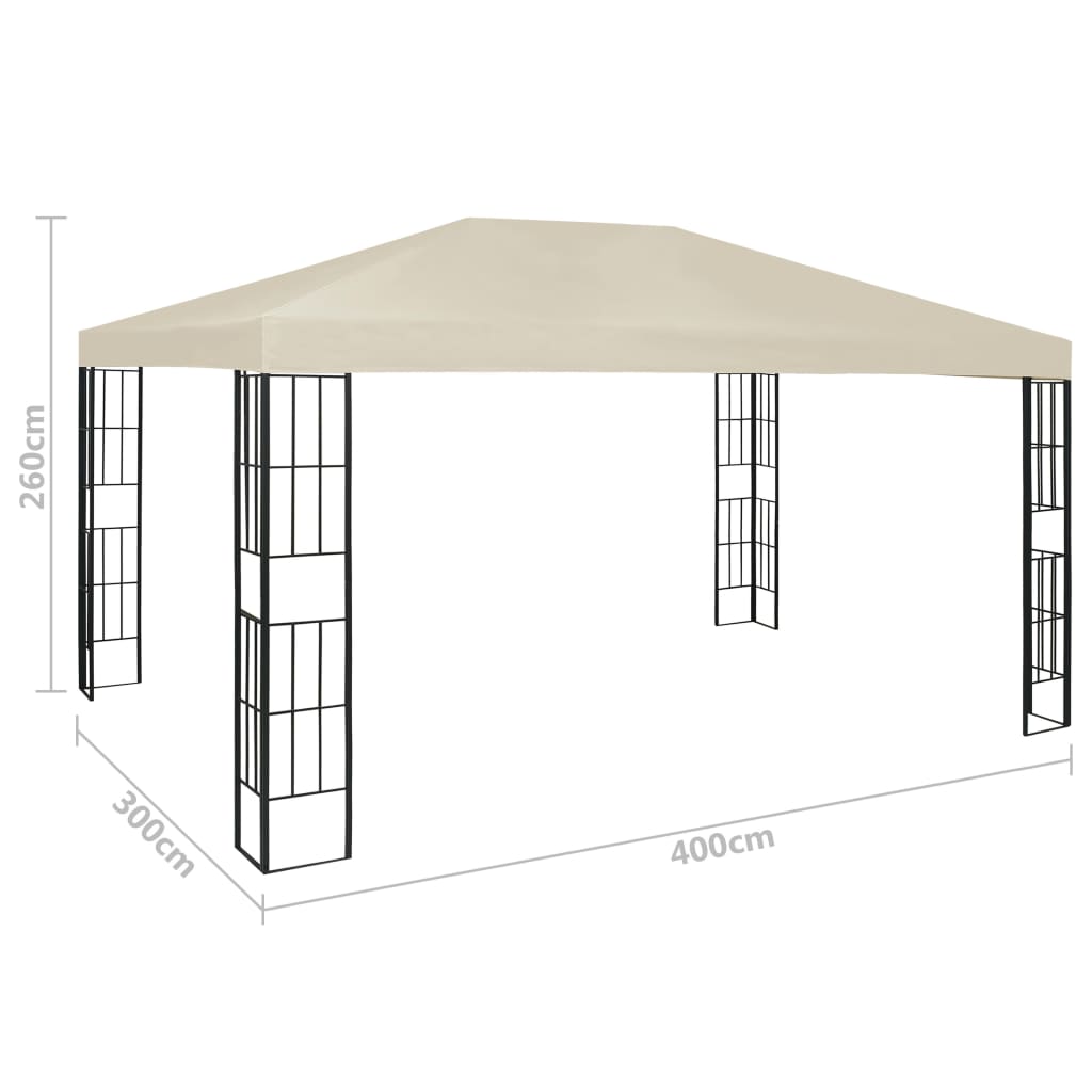 Gazebo con Stringa di Luci LED 3x4 m Crema - homemem39