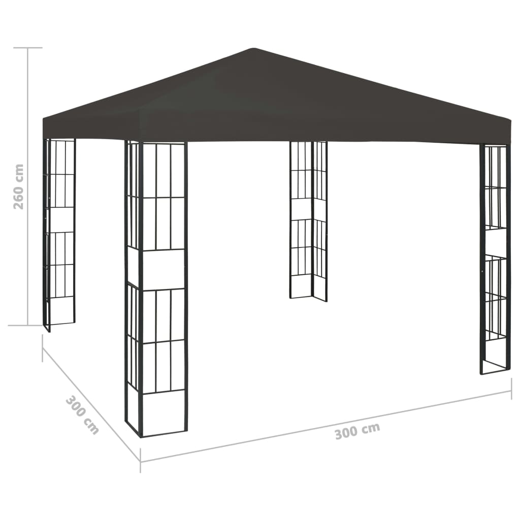 Gazebo con Stringa di Luci LED 3x3 m Antracite - homemem39