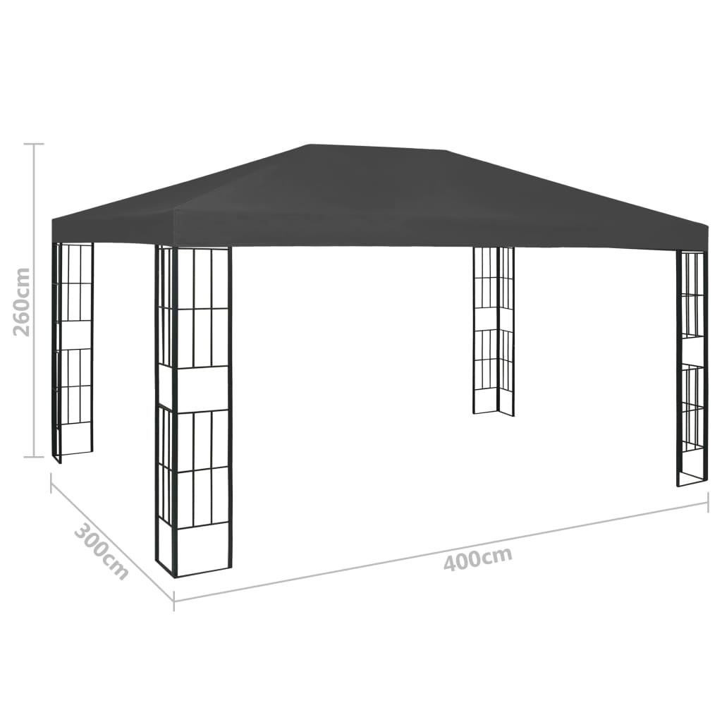 Gazebo con Stringa di Luci LED 3x4 m Antracite - homemem39