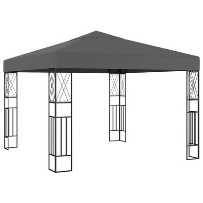 Gazebo con Stringa di Luci LED 3x3 m in Tessuto Antracite - homemem39