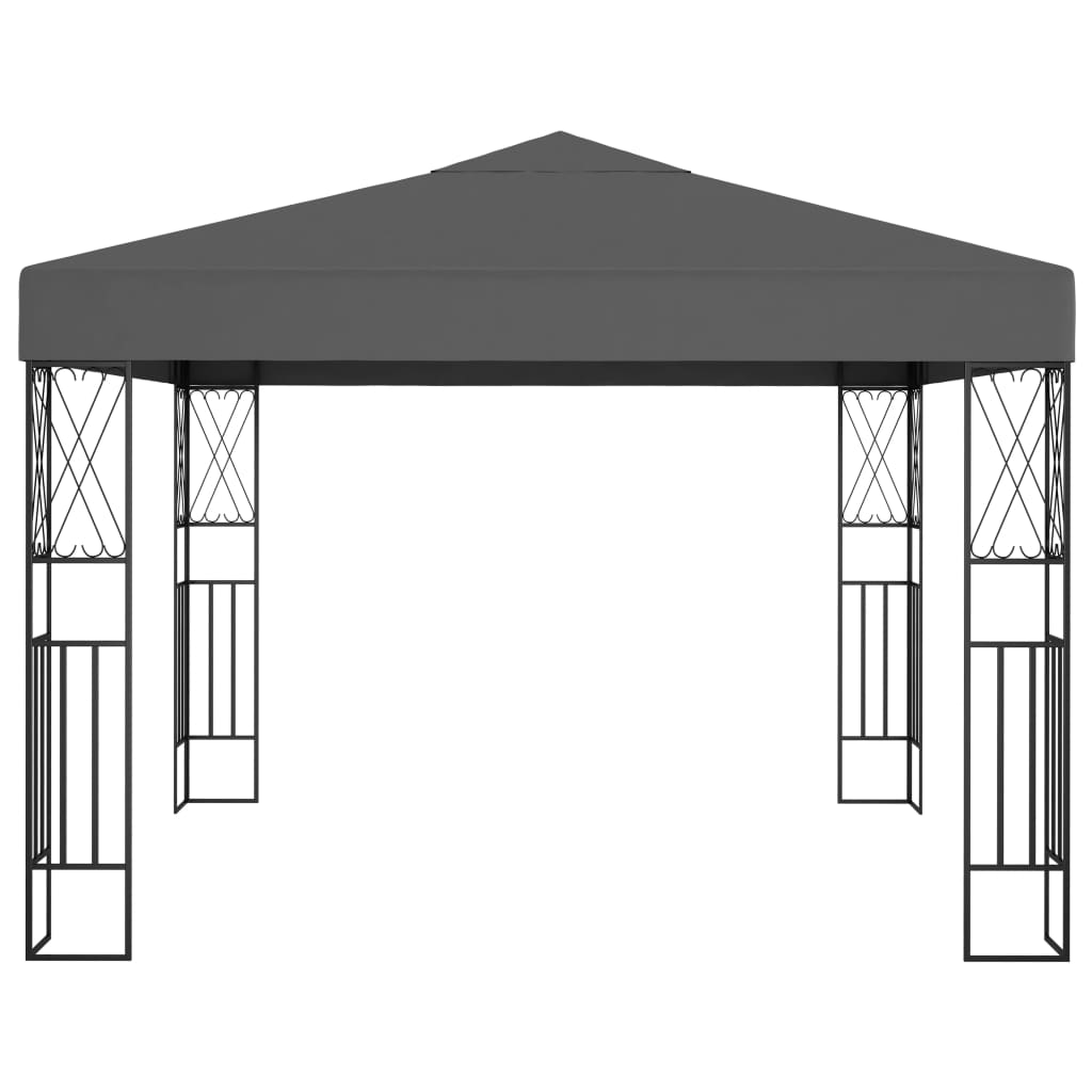 Gazebo con Stringa di Luci LED 3x3 m in Tessuto Antracite - homemem39