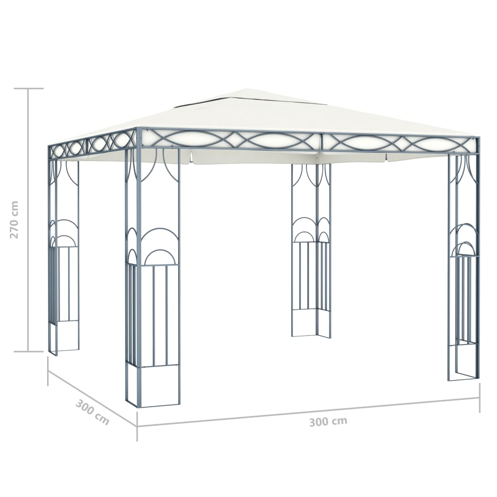 Gazebo con Stringa di Luci LED 300x300 cm Crema - homemem39