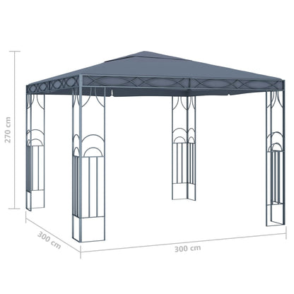 Gazebo con Stringa di Luci LED 300x300 cm Antracite - homemem39