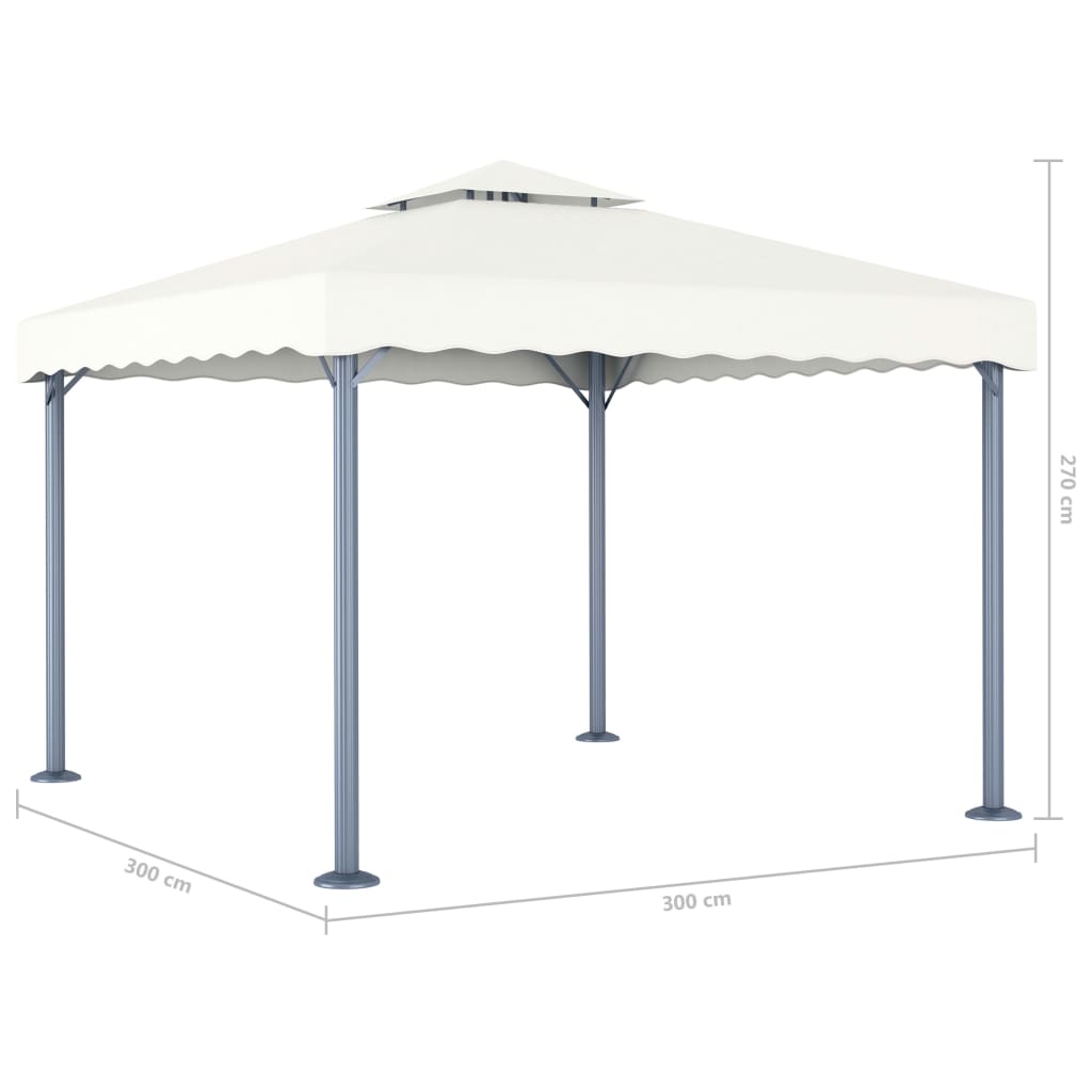 Gazebo con Stringa di Luci LED 300x300 cm Crema in Alluminio - homemem39