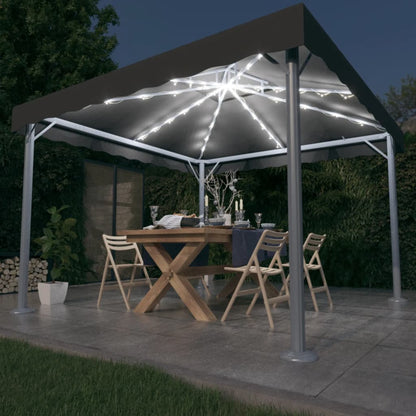 Gazebo con Stringa di Luci LED 300x300 cm Antracite Alluminio - homemem39