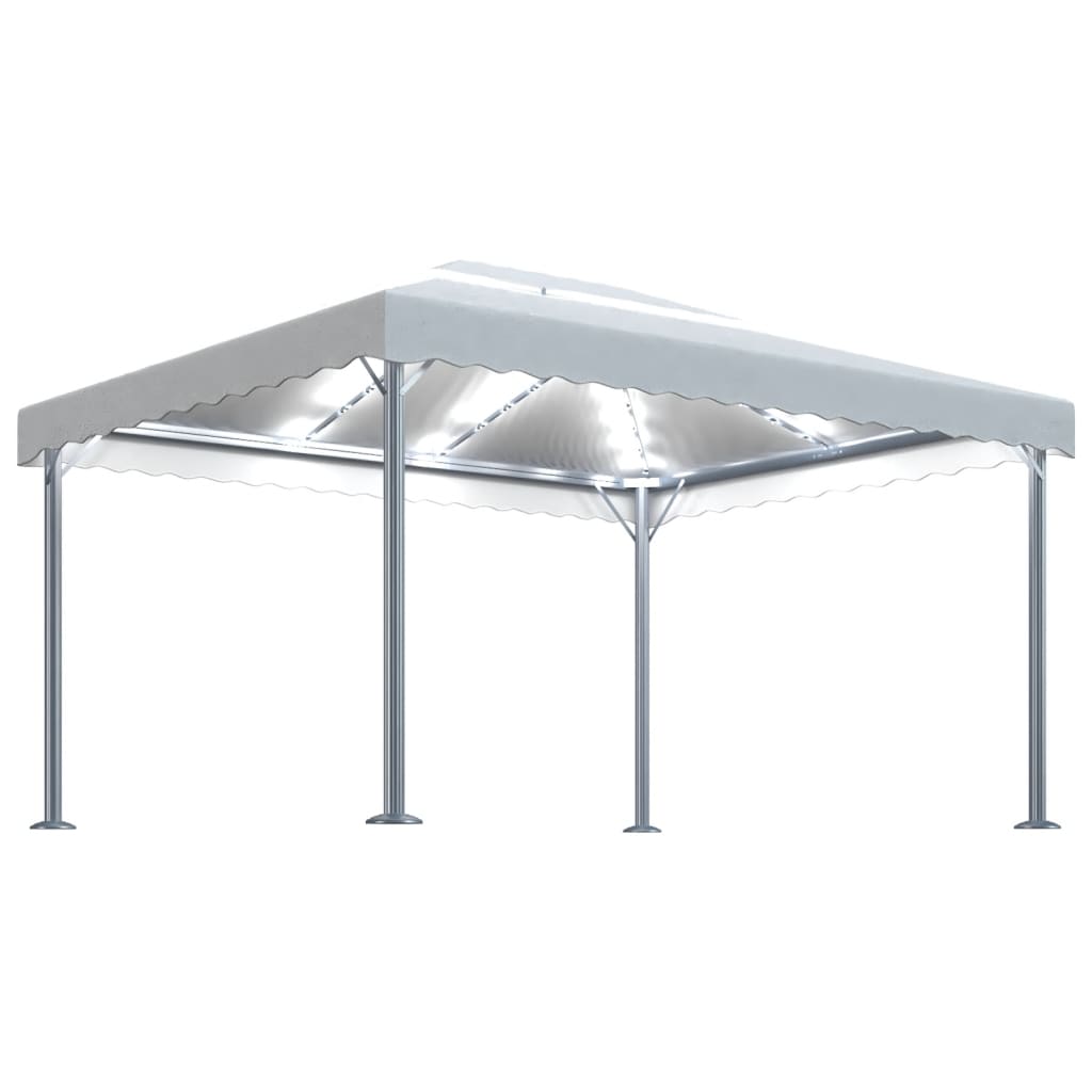 Gazebo con Stringa di Luci LED 400x300 cm Crema in Alluminio - homemem39