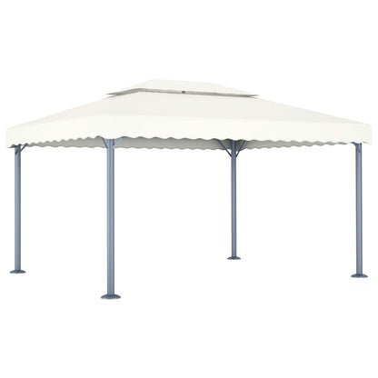 Gazebo con Stringa di Luci LED 400x300 cm Crema in Alluminio - homemem39