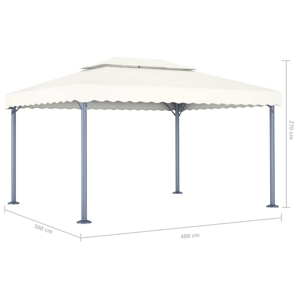 Gazebo con Stringa di Luci LED 400x300 cm Crema in Alluminio - homemem39