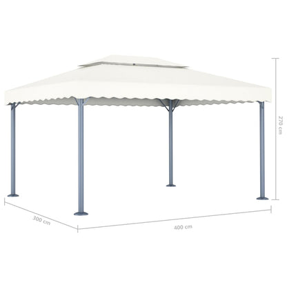 Gazebo con Stringa di Luci LED 400x300 cm Crema in Alluminio - homemem39