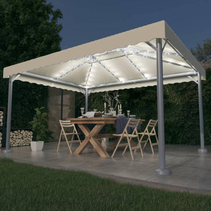 Gazebo con Stringa di Luci LED 400x300 cm Crema in Alluminio - homemem39