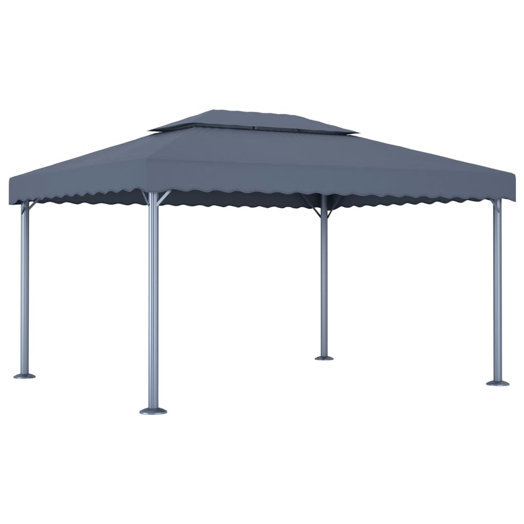 Gazebo con Pareti e Luci LED 400x300 cm Antracite in Alluminio - homemem39