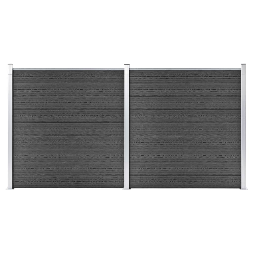 Set Pannelli di Recinzione in WPC 353x186 cm Nero - homemem39