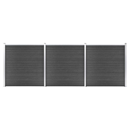 Set Pannelli di Recinzione in WPC 526x186 cm Nero - homemem39