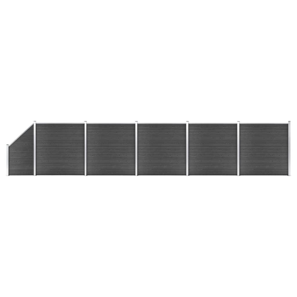 Set Pannelli di Recinzione in WPC 965x(105-186) cm Nero - homemem39