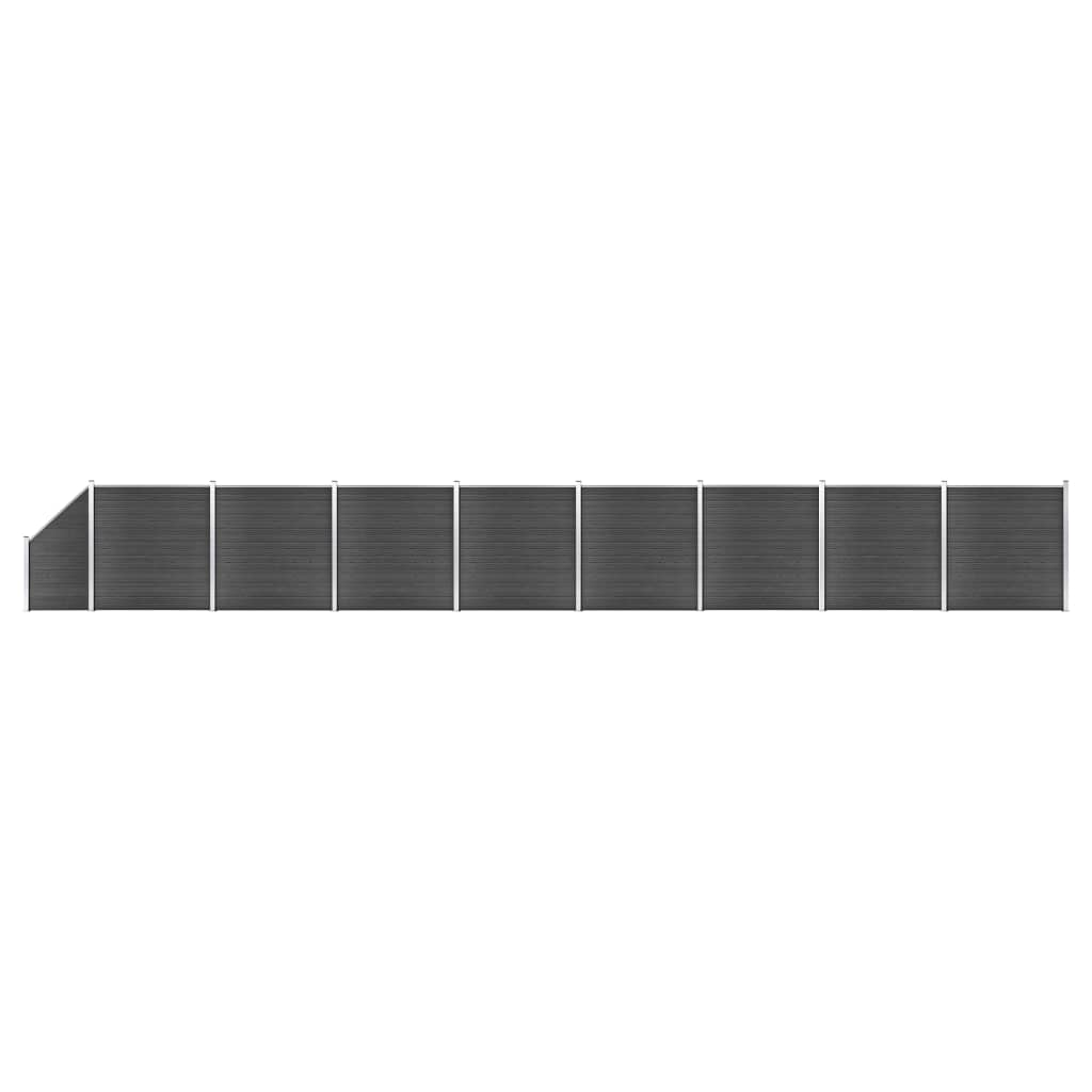 Set Pannelli di Recinzione in WPC 1484x(105-186) cm Nero - homemem39