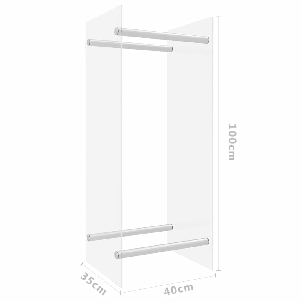 Porta Legna Trasparente 40x35x100 cm in Vetro Temperato - homemem39