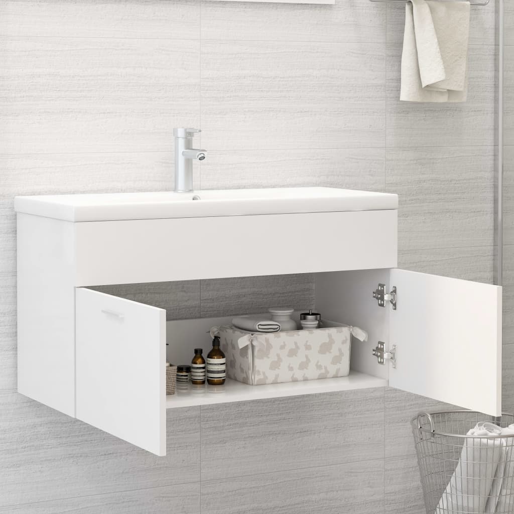 Mobile da Bagno con Lavabo Integrato Bianco in Truciolato - homemem39