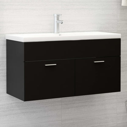 Mobile da Bagno con Lavabo Integrato Nero in Truciolato - homemem39