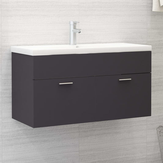 Mobile da Bagno con Lavabo Integrato Grigio in Truciolato - homemem39