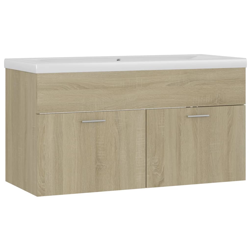 Mobile Bagno con Lavabo Integrato Rovere Sonoma in Truciolato - homemem39