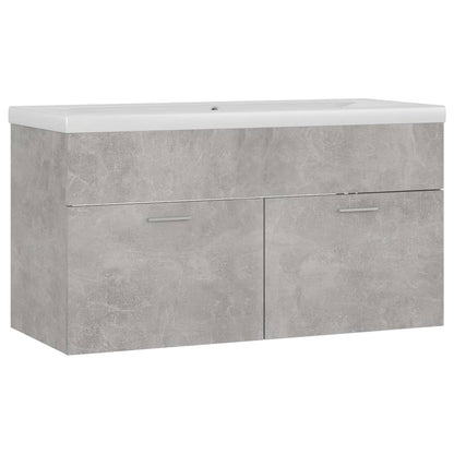 Mobile Bagno con Lavabo Integrato Grigio Cemento in Truciolato - homemem39