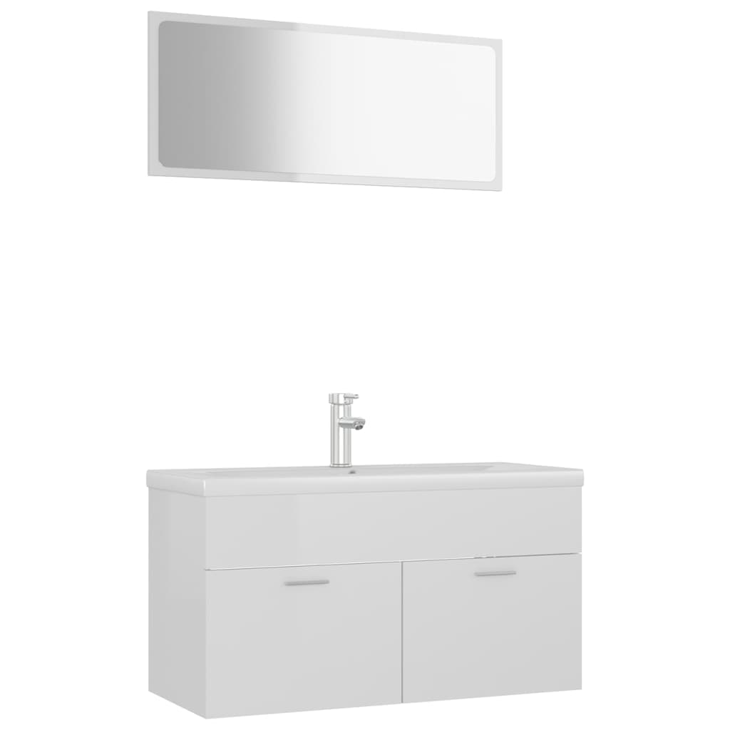 Set Mobili da Bagno Bianco Lucido in Truciolato - homemem39