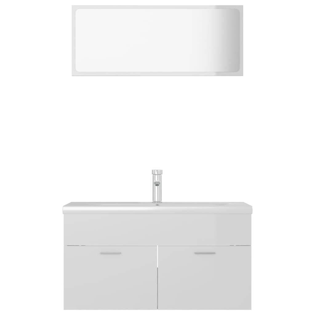 Set Mobili da Bagno Bianco Lucido in Truciolato - homemem39